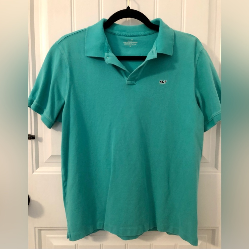 Vineyard Vines Boys Aqua Teal Blue Polo Shirt, XL (18), EUC!